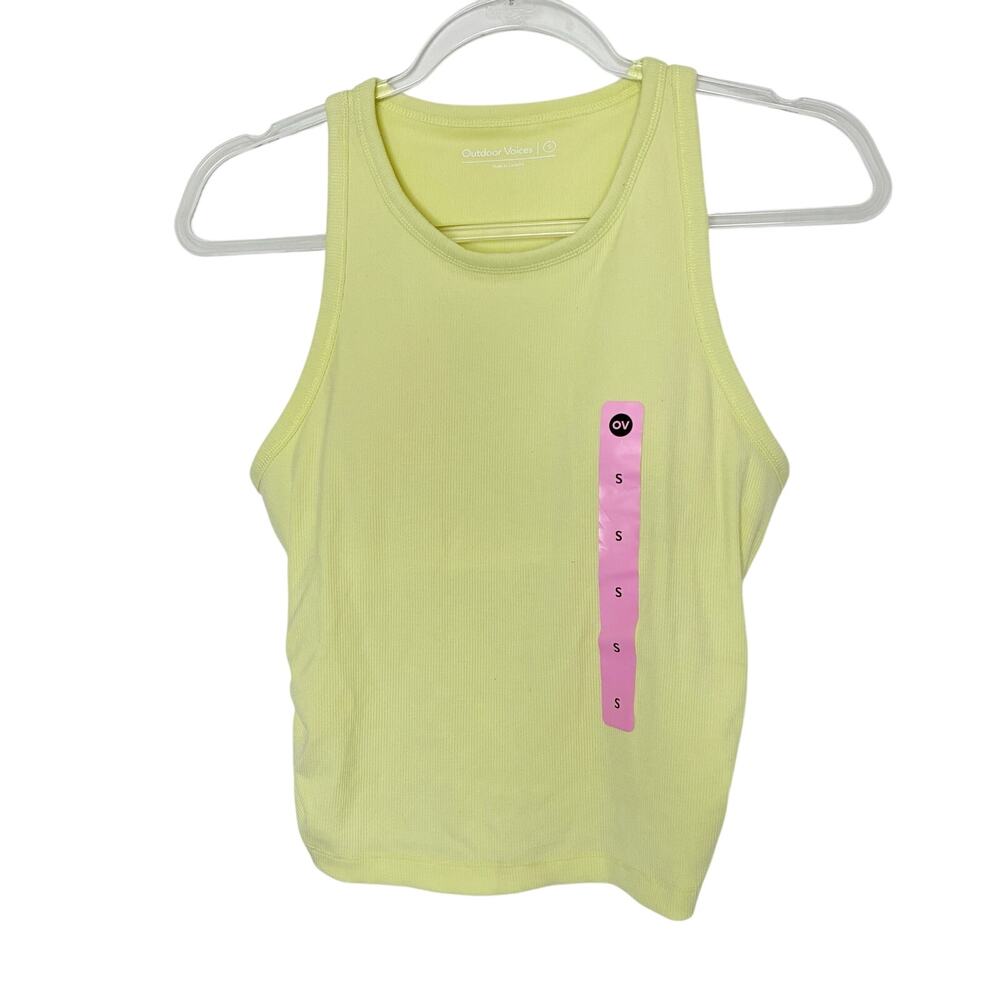 Outdoor Voices Yellow Chartreuse Ribbed Active Tank w/Built In Bra Womens Small